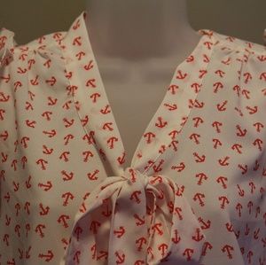 Nautical Anchor Sleeveless Sheer Top